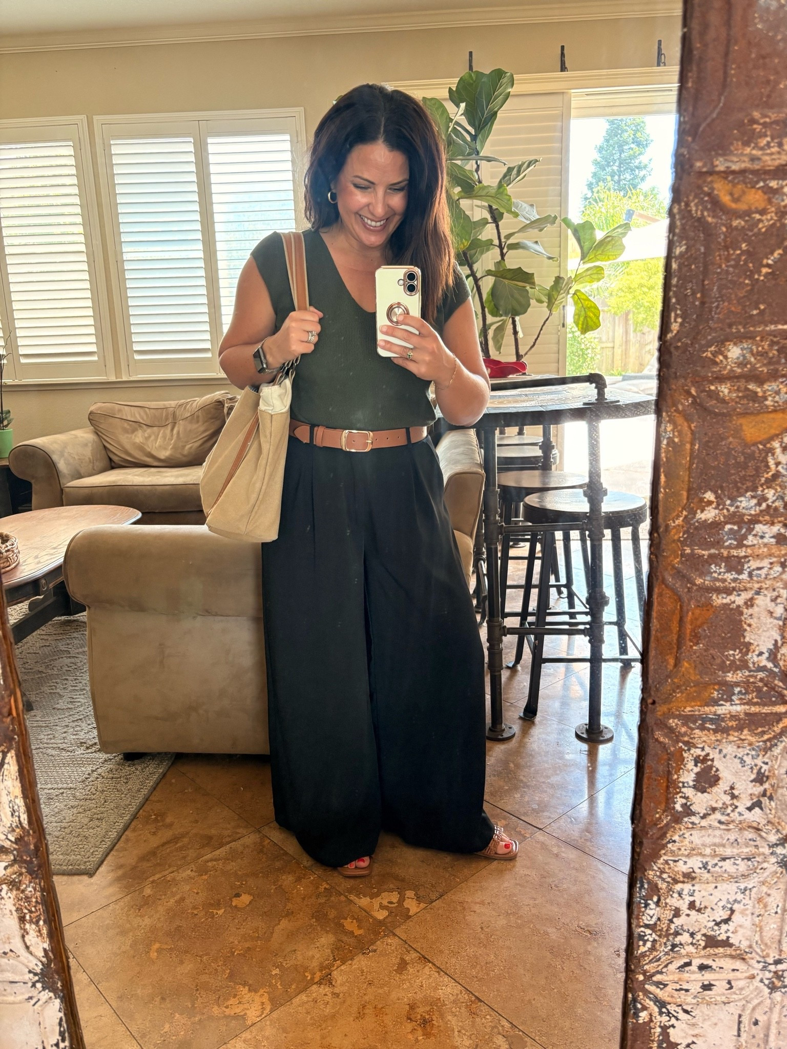 Easy elevated basics 🤎 This lightweight sweater + wide leg pant combo feels polished while still being ridiculously comfortable. Wearing the small short in the pants — perfect length for my 5’2” frame. Finished it off with a tan belt and neutral accessories for an effortless everyday look. #LTKStyle #PetiteFashion #WideLegPants #TeacherStyle #WomenOver40Style #ClassicStyle #NeutralStyle #PetiteFriendly #WorkingMomStyle #CasualChic

#LTKOver40 #LTKWorkwear #LTKPetite