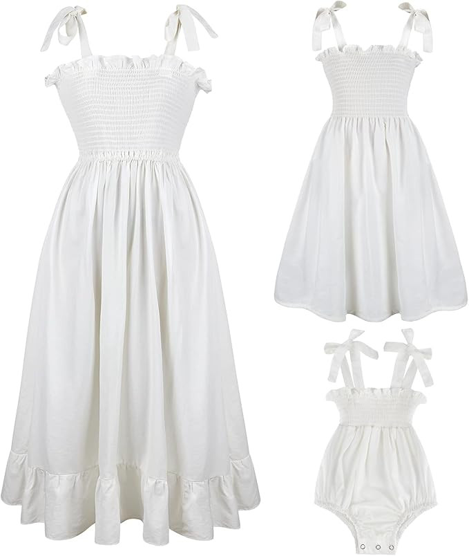 Mommy and Me Floral Smocked Dress Family Matching Outfits Set Sleeveless Sundress Beach Summer Ca... | Amazon (US)