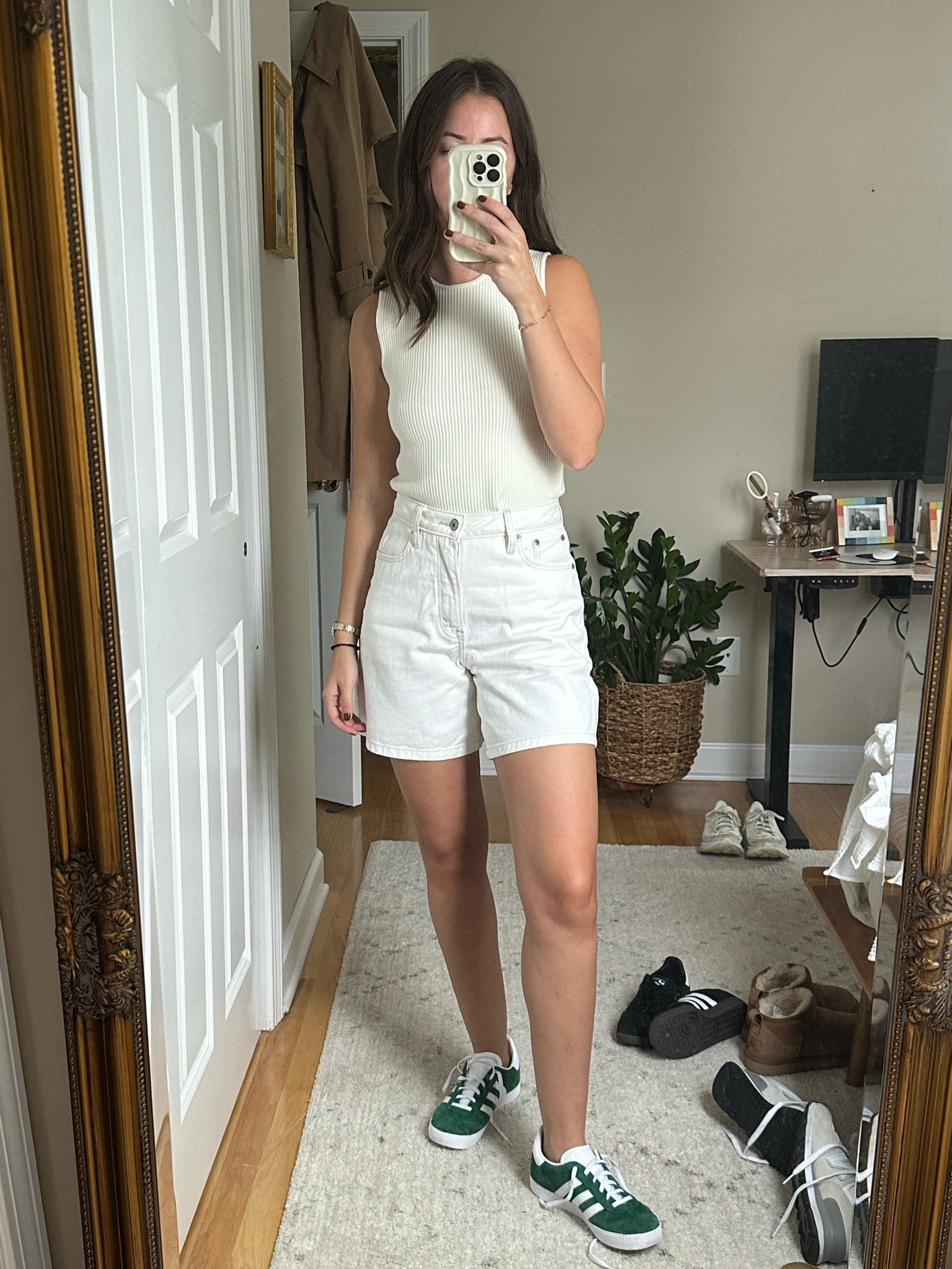 White after Labor Day. White jean shorts  

#LTKfindsunder100 #LTKfindsunder50