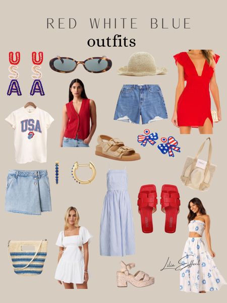 Red white blue outfits 🇺🇸
Memorial Day outfit • 4th of July outfit • barbecue outfit • USA holiday outfit • red dress • white dress • USA earrings • USA tshirt • Amazon finds • Walmartfashion • holiday outfit • summer outfit 

#LTKparties #LTKstyletip #LTKSeasonal