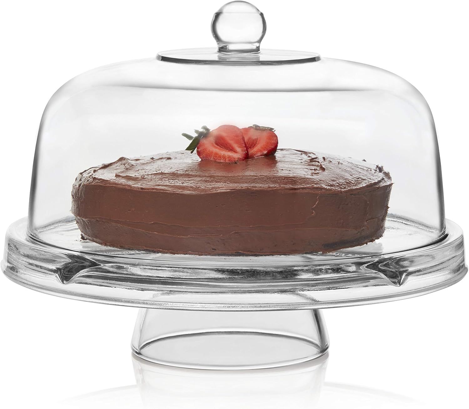 Libbey Selene 6 in 1 Cake Stand, Punch Bowl, Unique Space Saving Glass Cake Stand with Dome, Mult... | Amazon (US)