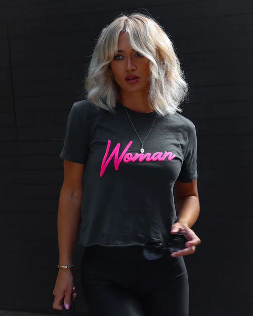 Woman Neon Vintage Graphic Tee - Charcoal | VICI Collection