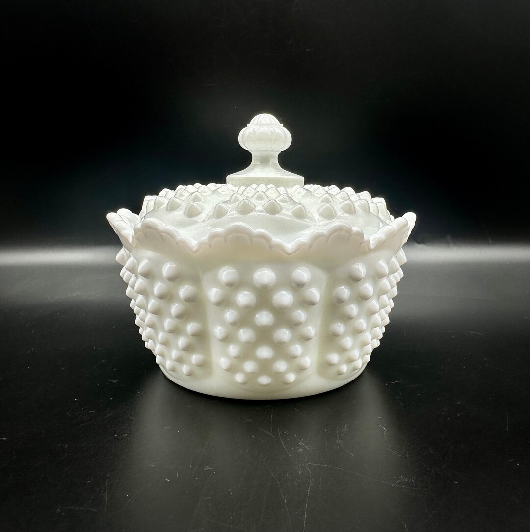 Fenton Glass, White Hobnail, Milk Glass, Butter Tub, Candy Bowl with Lid, Trinket Dish, Fenton Ho... | Etsy (US)