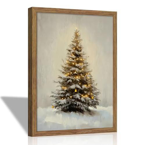 Dytila Vintage Christmas Home Decor, Pine Tree Painting Navidad Decorations, Winter Holiday Wall Art, Rustic Christmas Pictures, Navidad Artwork for Bedroom Living Room Farmhouse 12x16 Inch | Amazon (US)