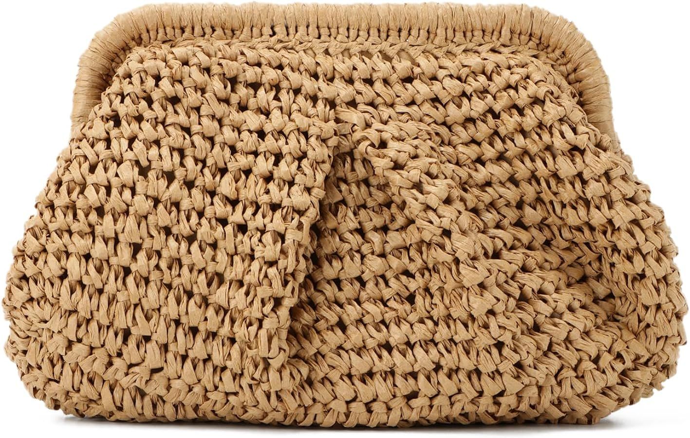 Freie Liebe Straw Clutch Purses for Women Small Woven Dumpling Bag Summer Beach Clutch Wicker Cro... | Amazon (US)