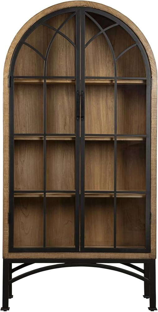 Benjara Veria China Cabinet, 2 Door Arch Frame, Antique Natural Brown, 83 Inch | Amazon (US)