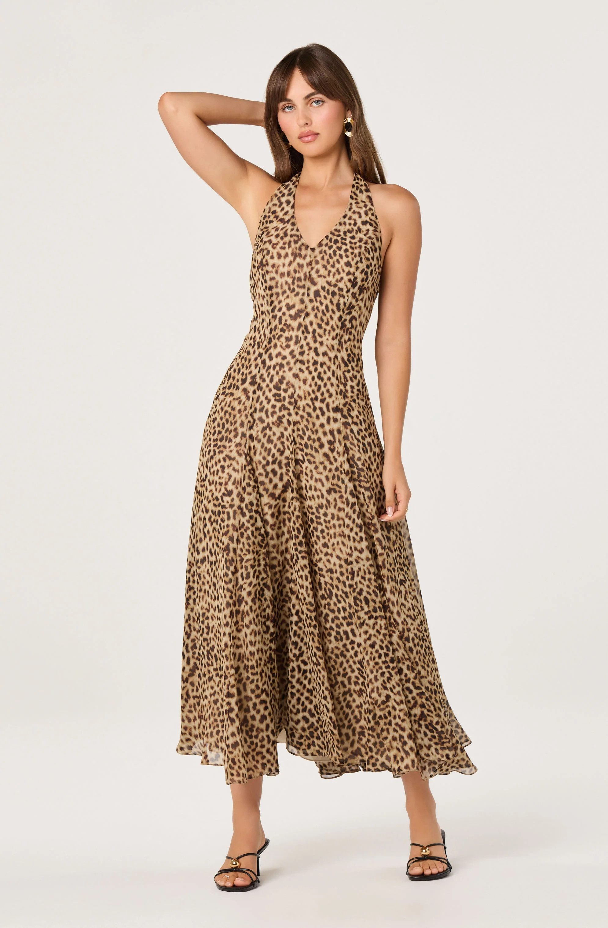 Myra V-Neck Halter  Maxi Dress - Cheetah / XS | ASTR The Label (US)