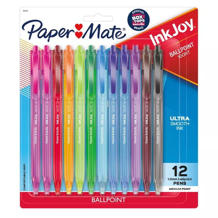 12pk Ballpoint Pens InkJoy 100RT 1.0mm Multicolored - PaperMate | Target