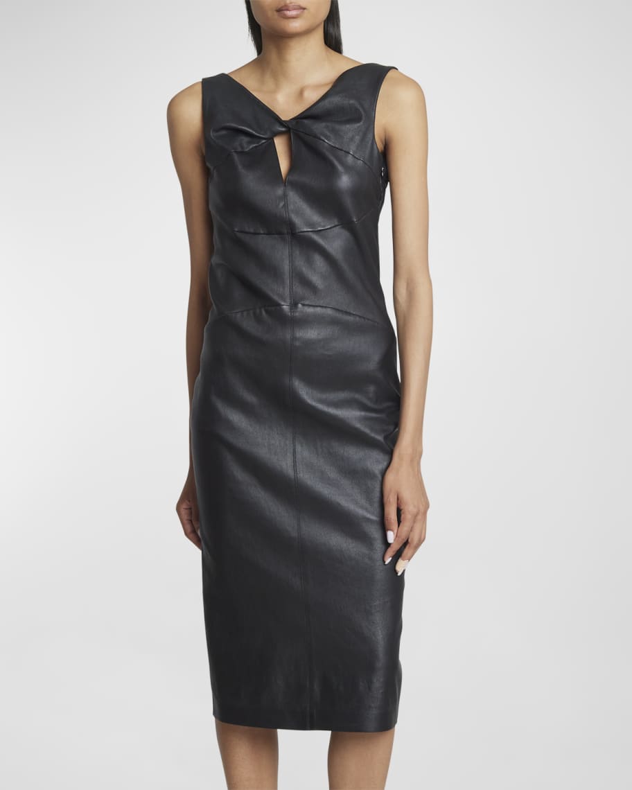 Givenchy Twisted Leather Chain Backless Midi Dress | Neiman Marcus