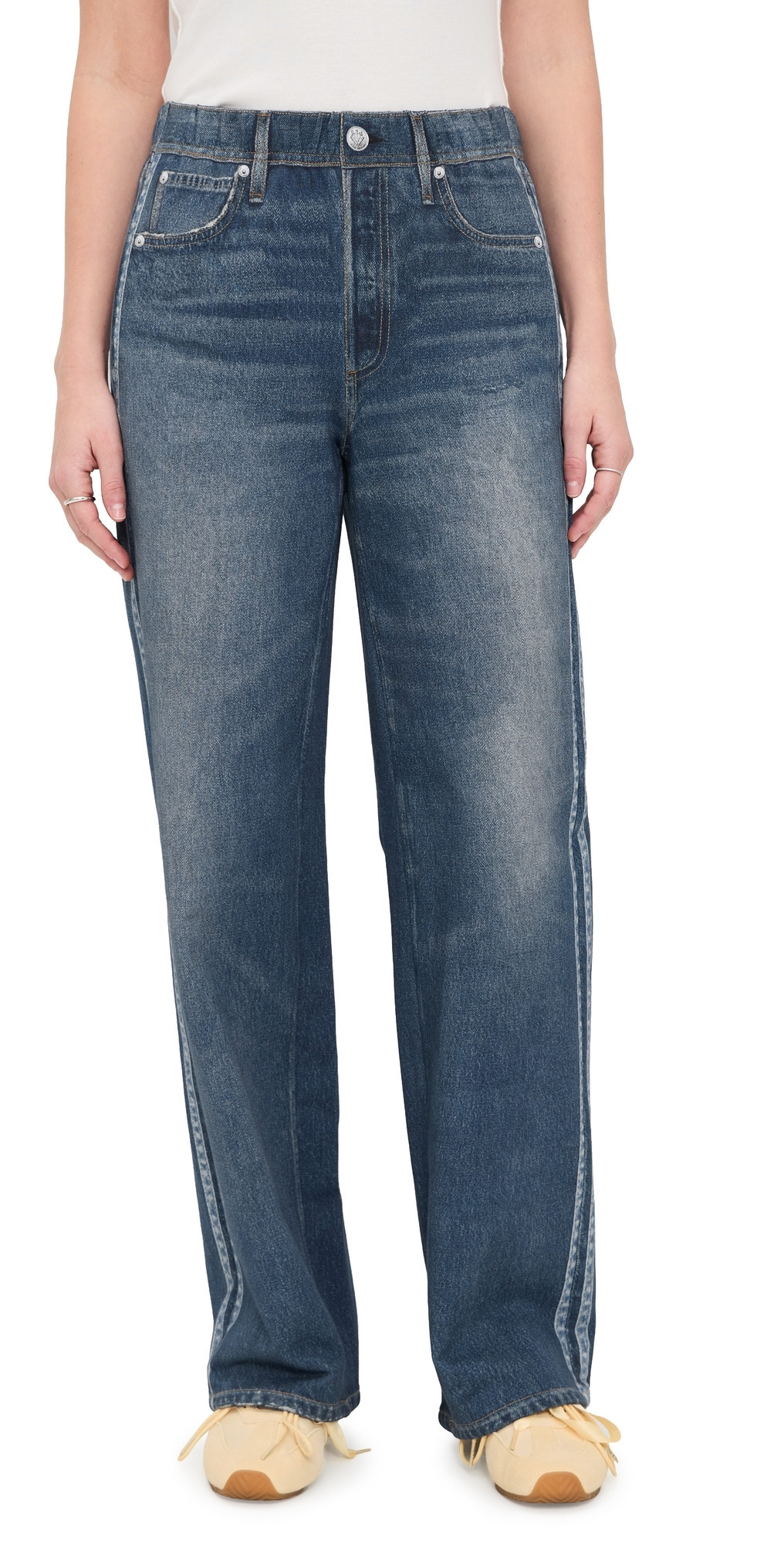 rag & bone Miramar Terry Pull On Track Pants Carnation Stripe L | Shopbop