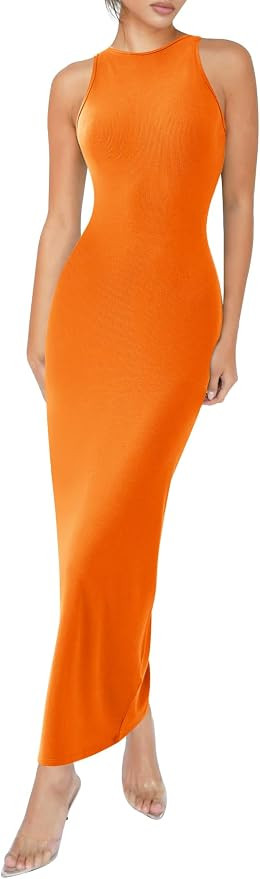 Relety Women's Bodycon Maxi Dresses Ribbed Lounge Tank Long Dresses Elegant Halter Neck Casual Sl... | Amazon (US)