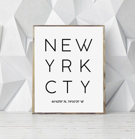 Printable  New York City, New York Coordinates, New York Print, NY City Poster, Typography Poster... | Etsy (US)