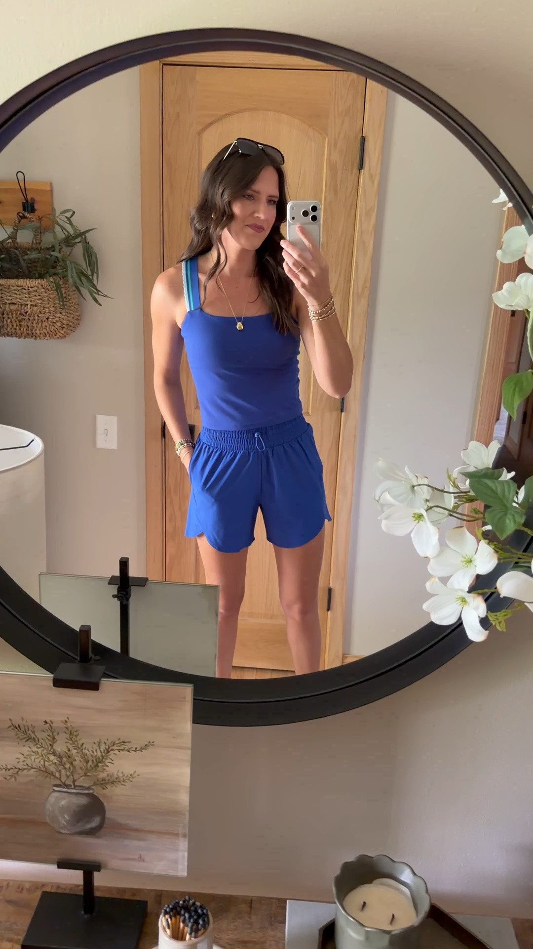 Small shorts and medium top (size up in the top)