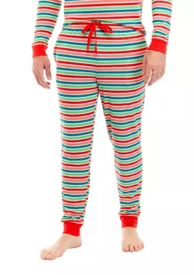 PAJAMARAMA Men's Merry Multi Stripe Jogger Pajama Pants | Belk