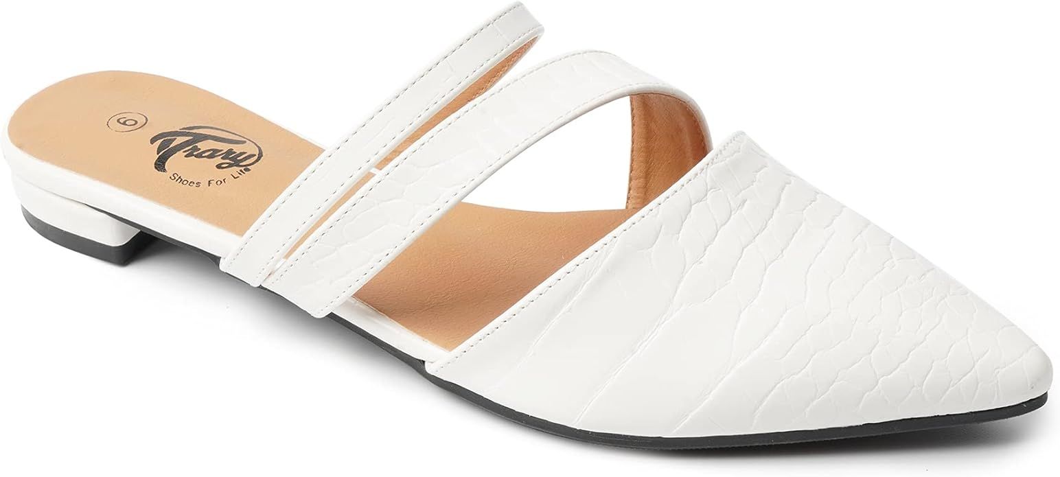 Trary Women's Pointy Toe Flat Mule Slides | Amazon (US)