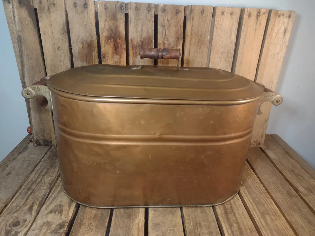 Vintage Copper Wash Boiler With Lid, Wooden Handles, Farmhouse Laundry Pot | Etsy (US)