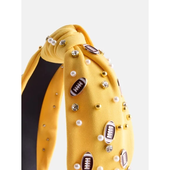 Women's Embellished Football Knot Headband from Way To Celebrate, Mustard | Walmart (US)