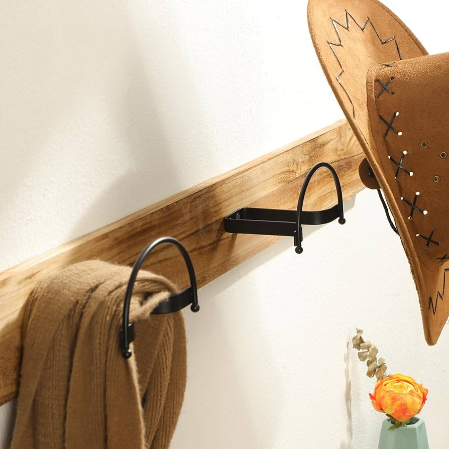 Taozun 4pcs Cowboy Hat Rack for Wall, Hat Holders for Storage and Display, Drilling Metal Cowboy ... | Amazon (US)