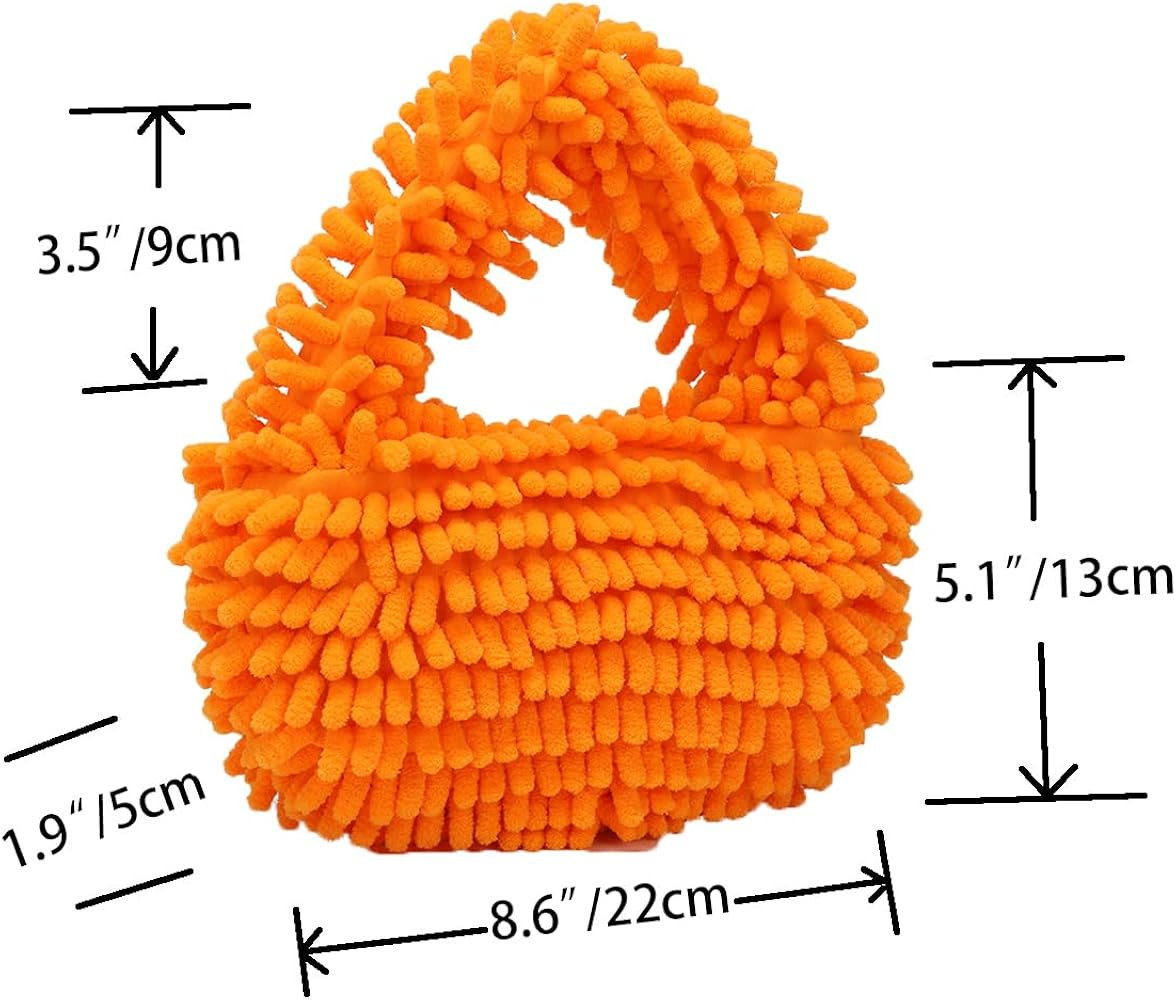 OYOANGLE Women's Y2K Fashion Handbag Fluffy Satchel Handmade Hobo Bag Soft Small Clutch Bag | Amazon (US)