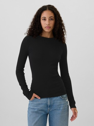 Ribbed Shine Crewneck T-Shirt | Gap Factory