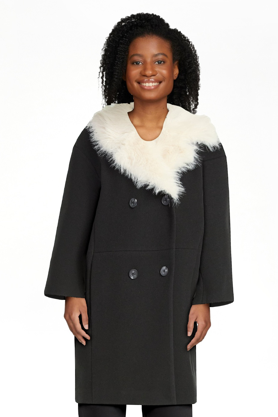 Scoop Women's and Women's Plus Oversized Faux Fur Collar Coat, Heavyweight, Sizes XS-4X | Walmart (US)