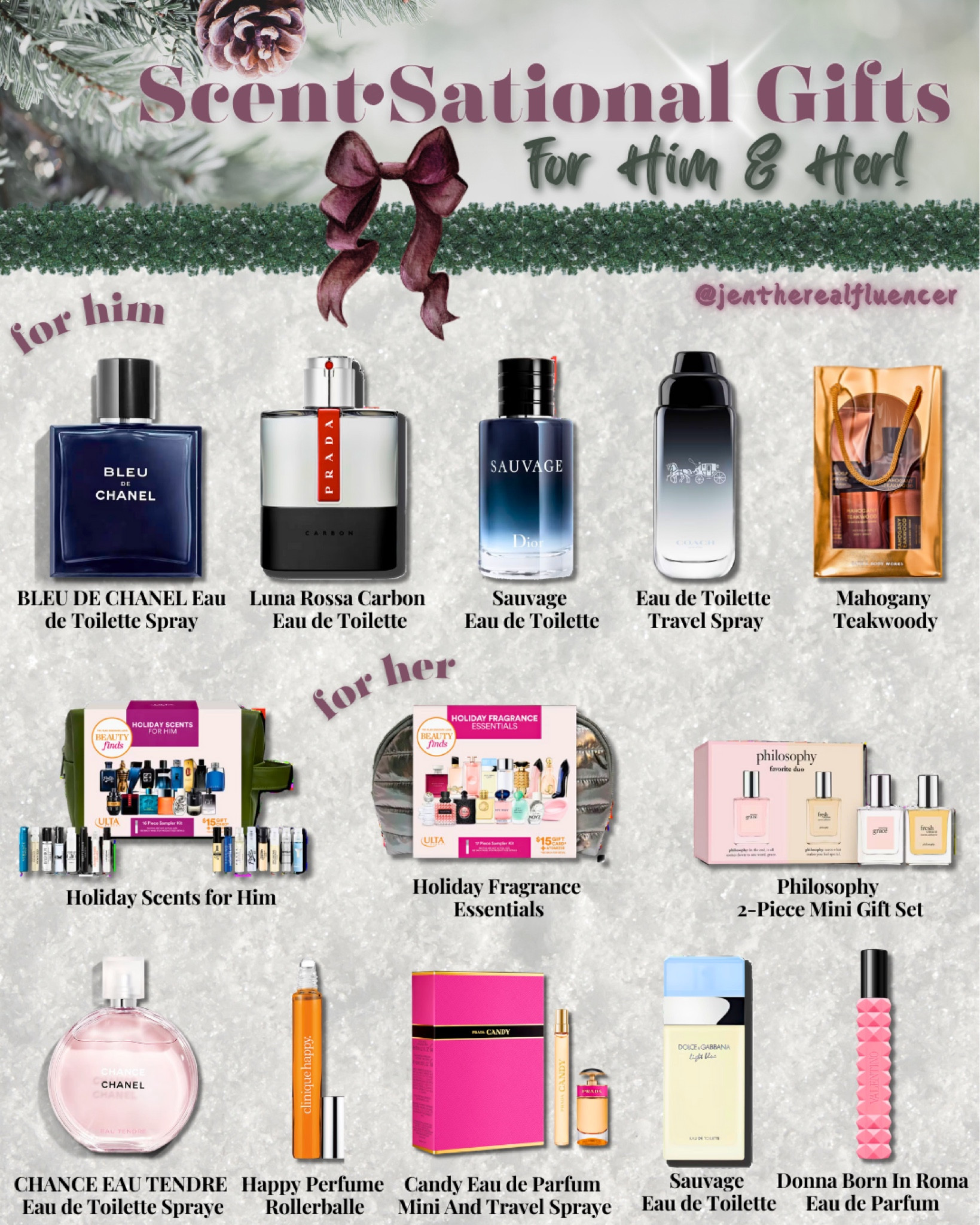 SCENT-sational gift guide!

Gift guide, seasonal, for her, for him, presents, Christmas, perfume, cologne, beauty, toiletry, travel size, perfume sets

#LTKSeasonal #LTKGiftGuide #LTKHoliday