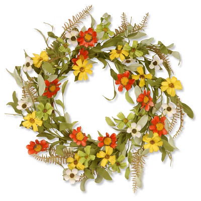 Floral Wreath with Sunflowers - Red/Yellow (20") | Target