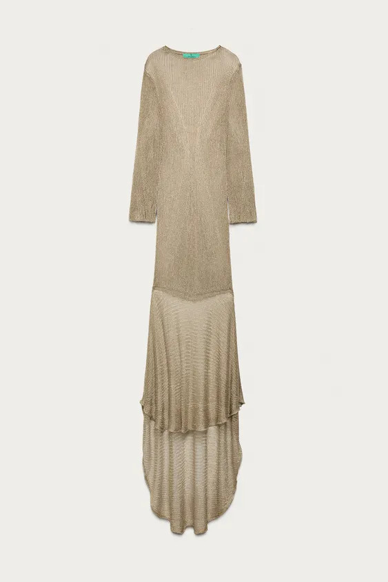 MARISA BERENSON X ZARA METALLIC THREAD KNIT LONG DRESS | Zara UK