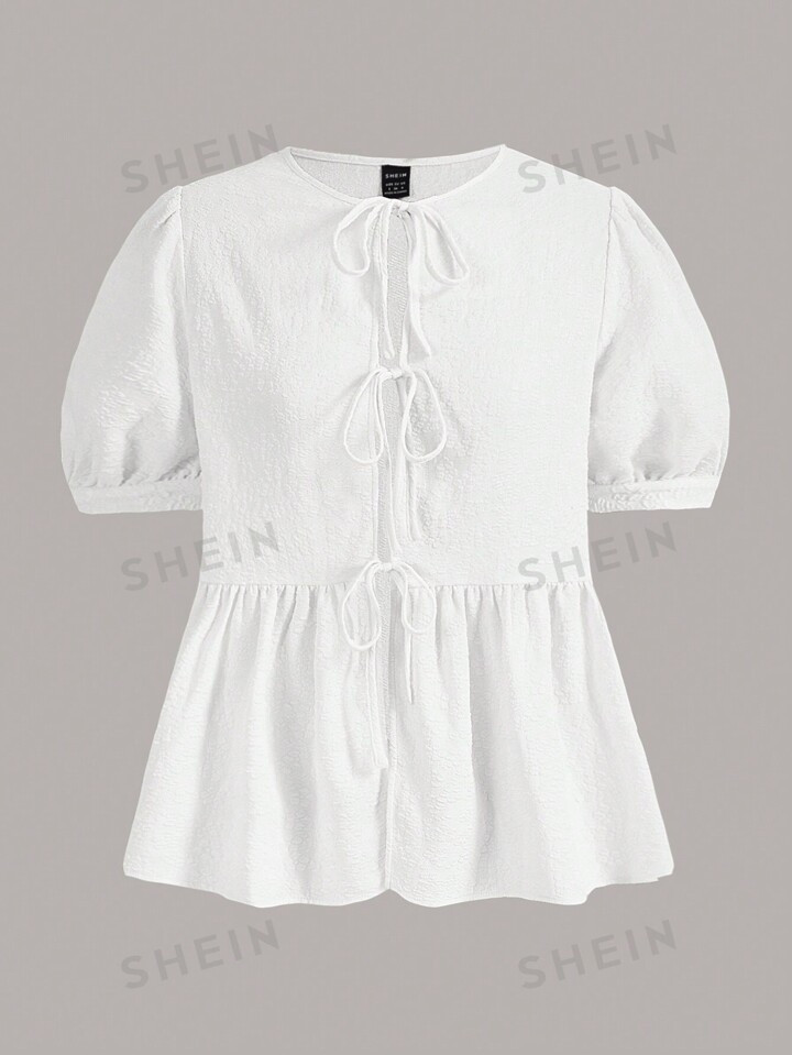 SHEINNeu Chemise À Taille Nouée De Couleur Unie Pour Femme | SHEIN