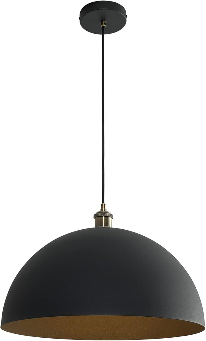 Vintage Black Pendant Light 17.72'' Retro Farmhouse Large Dome Pendant Lamp Modern Industrial Cha... | Amazon (US)