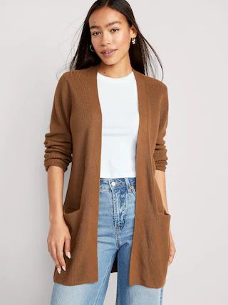 Textured Long-Line Open-Front Sweater for Women | Old Navy (CA)