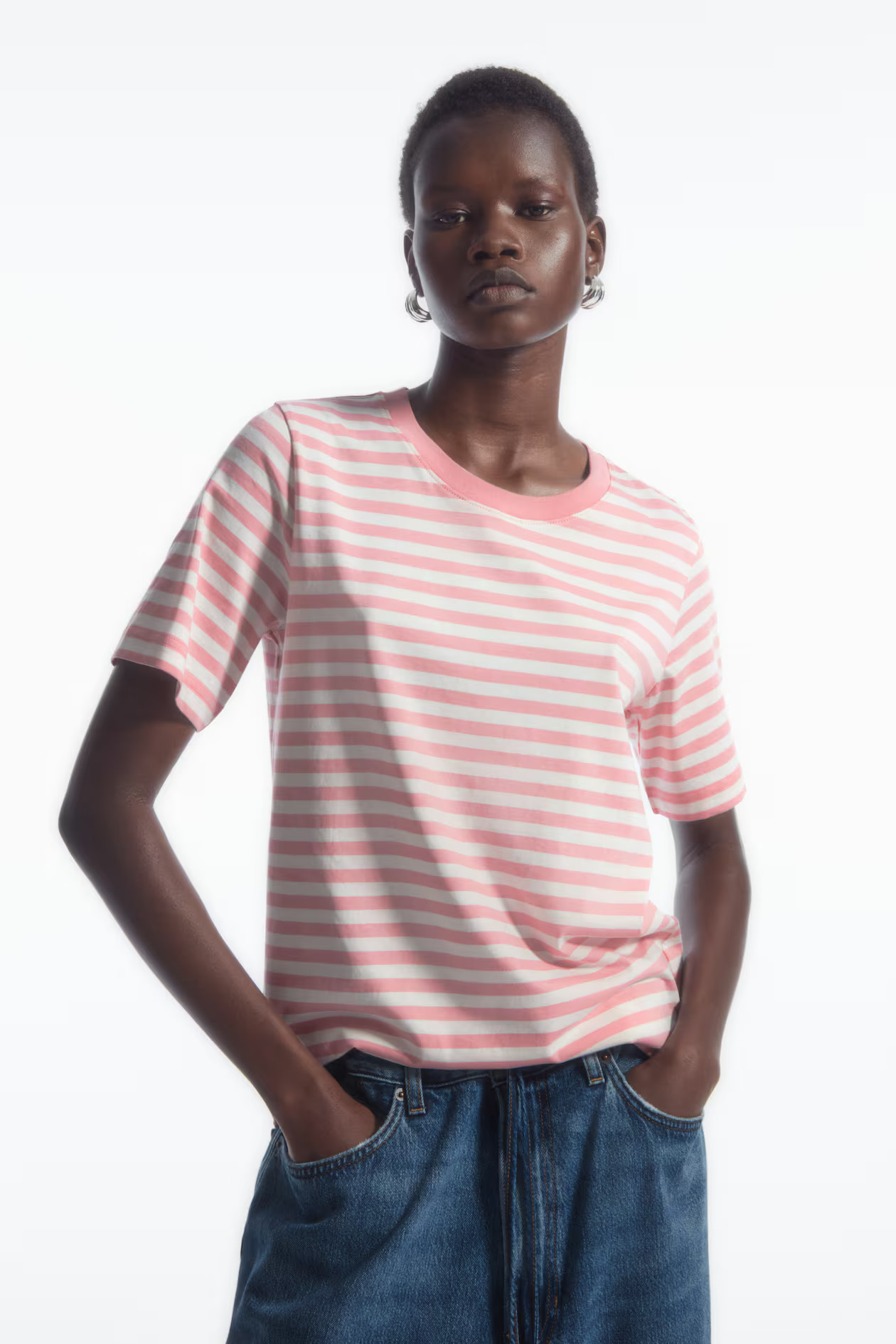 T-SHIRT FÜR DEN ALLTAG - Rundausschnitt - Kurzarm - ROSA/GESTREIFT - Ladies | H&M AT | H&M (DE, AT, CH, NL, FI)