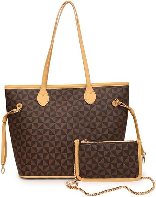 Women Tote Bag Handbags PU Leather Fashion Hobo Shoulder Bags 2pcs with Coin Purses | Amazon (US)