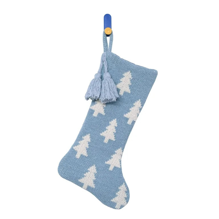 Knit Tree Christmas Stocking, Blue and White, 21", by Holiday Time | Walmart (US)