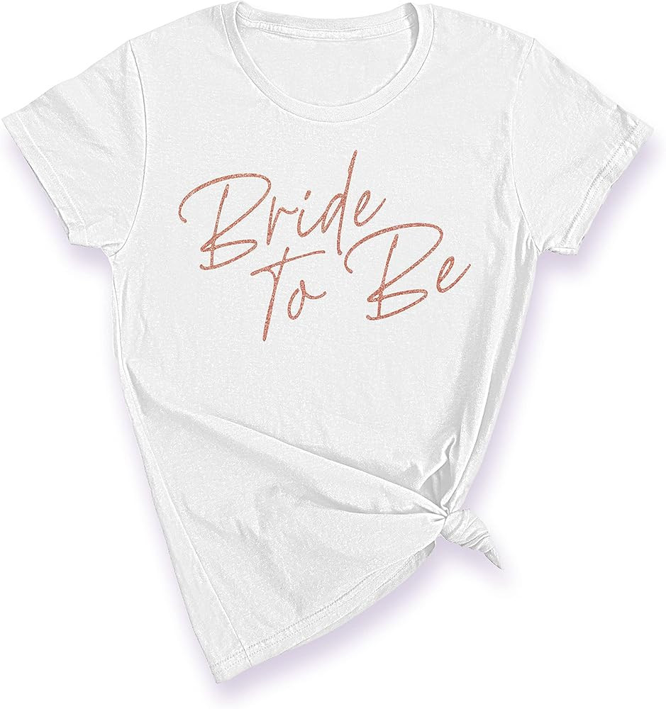 Wedding Bachelorette Party Bride Team Squad Group Matching Women's T-Shirt in White & Rose Gold C... | Amazon (US)
