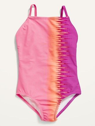 Square-Neck Ombr&#xE9; One-Piece Swimsuit for Girls | Old Navy (US)