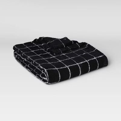 Plush Grid Throw Blanket Black/White - Room Essentials™ | Target
