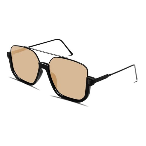 GUVIVI Retro Oversized Aviator Sunglasses for Women Men Square Semi-Rimless Double Bridge Sun Glasses 70s Trendy Shades Pilot-style Brown Pink | Amazon (US)