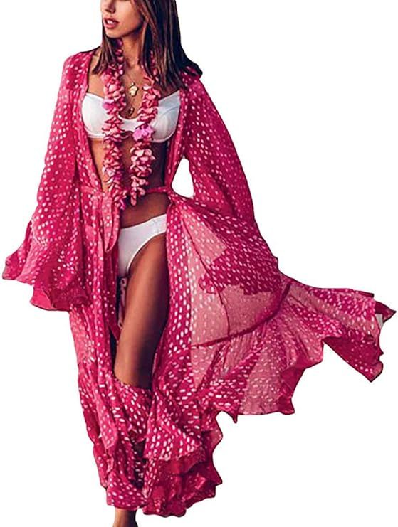 Women Kimonos Cardigan Swimsuit Cover ups Sexy Vogue Long Beach Dresses | Amazon (US)