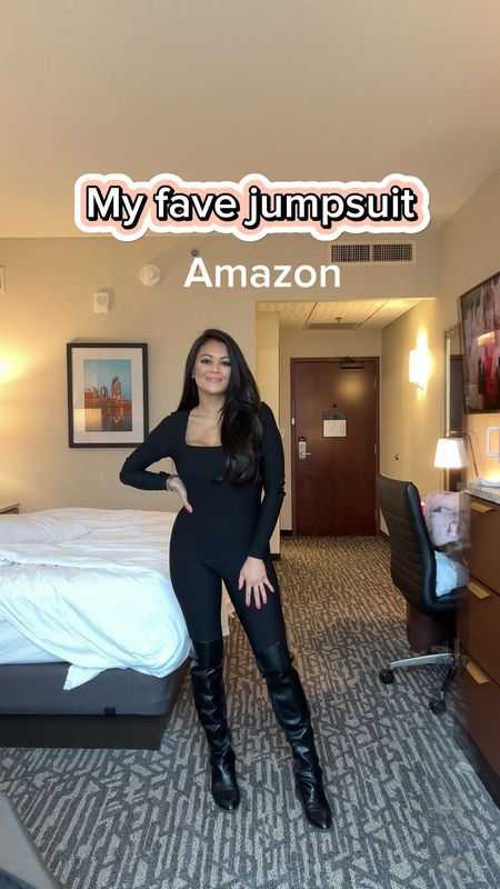 My fave Amazon jumpsuit that sucks you in! Wearing size medium but could do a small. 

#LTKfindsunder50 #LTKtravel