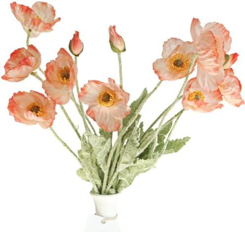 Kamang Artificial Poppy Silk Flowers (3 Stems) for Home Decor and Wedding. Faux Poppy Flower Centerp | Amazon (US)