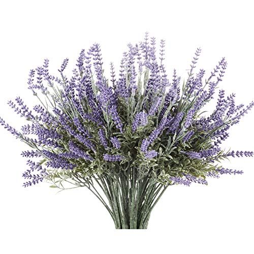 Butterfly Craze Artificial Lavender Plant 8-Piece Bundle – Lifelike Faux Silk Flowers for Weddings,  | Amazon (US)