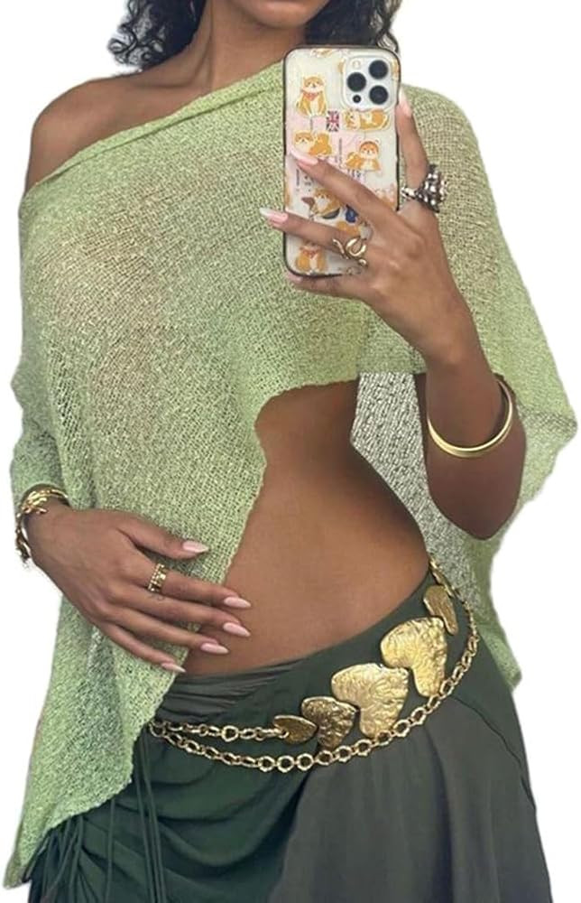 Women Sheer Poncho Top Knit Crochet Lightweight See Through Shawl Summer Shrug Beach Cover Up | Amazon (US)