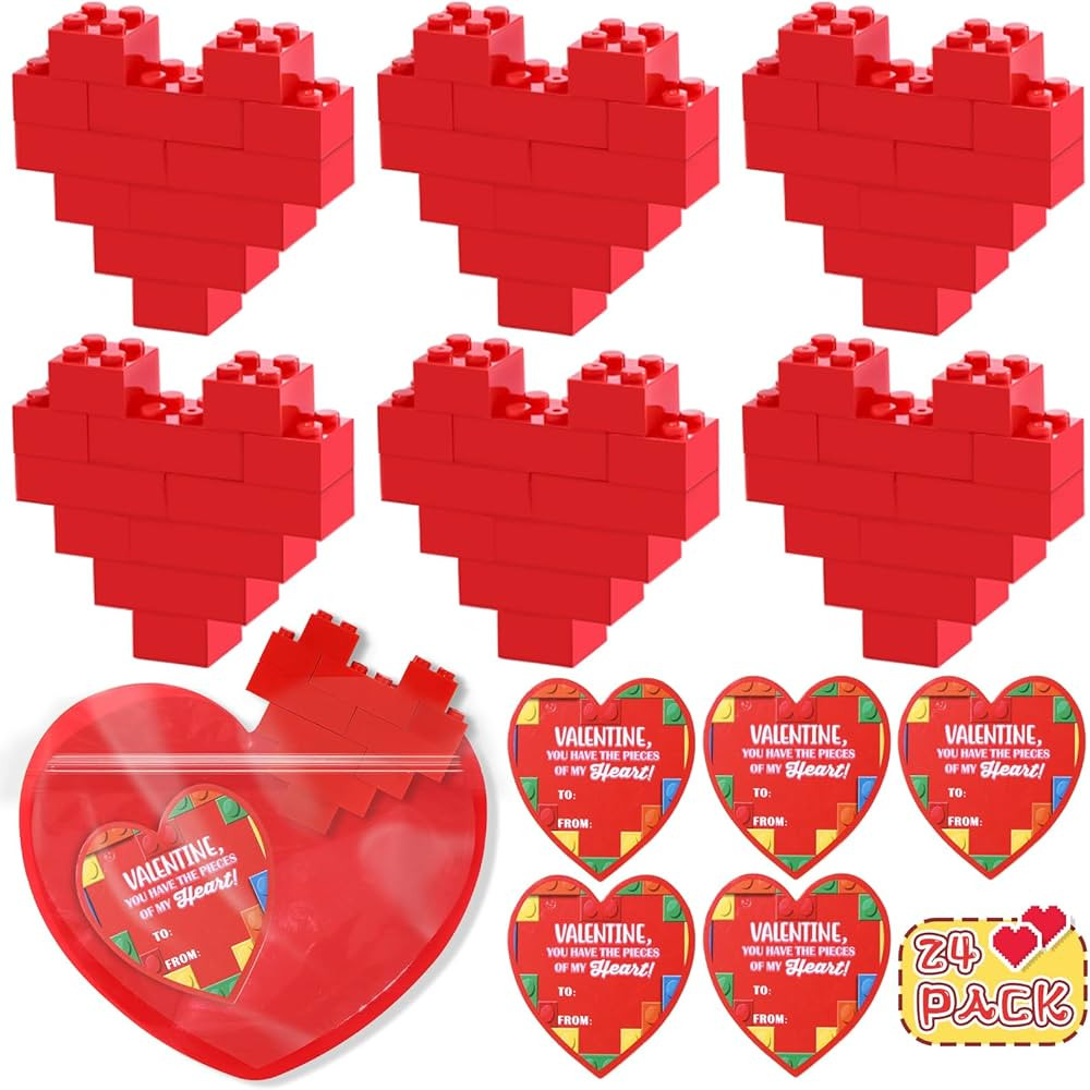 C.N. Valentines Day Gifts for Kids 24 Pack Valentines Building Sets with Heart Valentines Cards f... | Amazon (US)