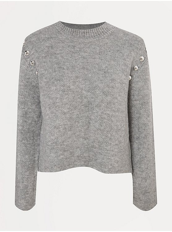 Grey Silver Button Knitted Long Sleeve Jumper | George at ASDA