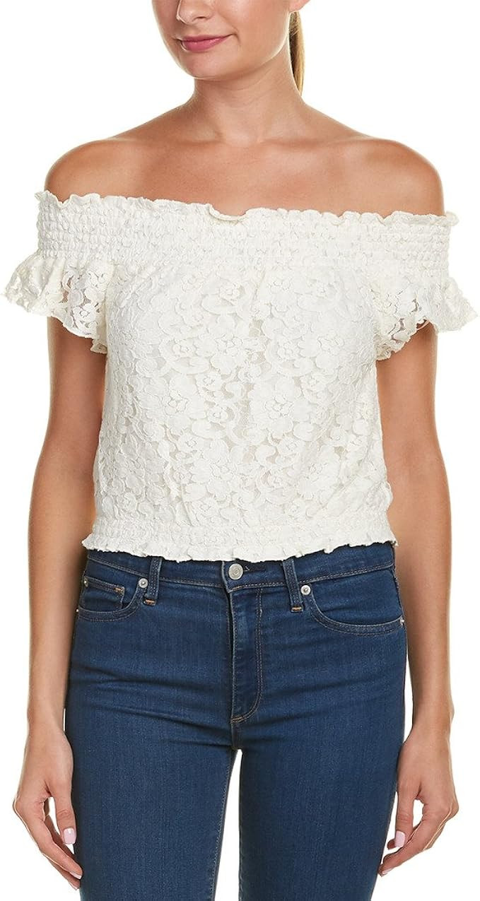 Jack by BB Dakota Women's Bouchon Stretch Floral Lace Smocked Top | Amazon (US)