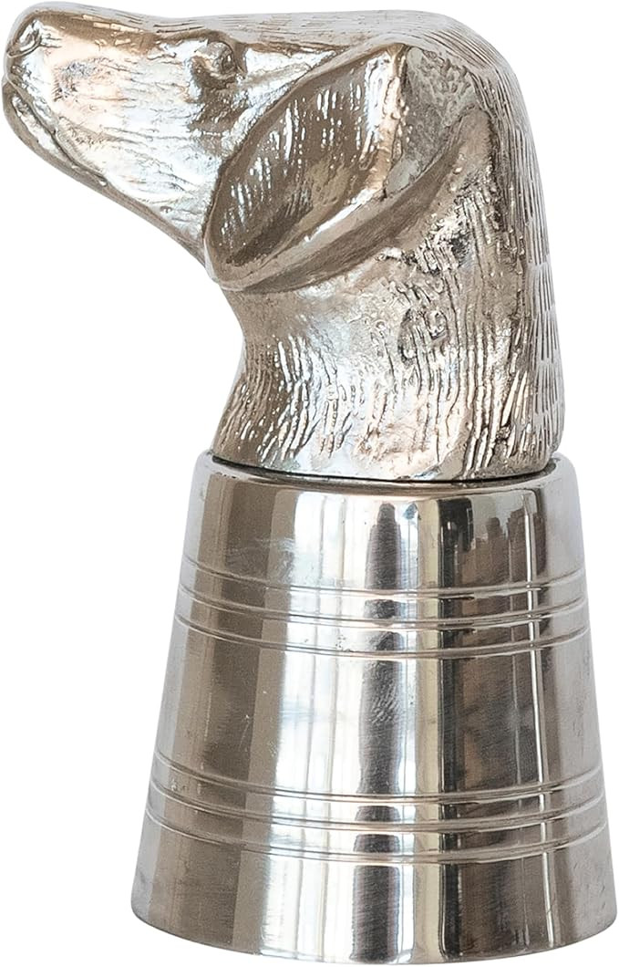 Creative Co-Op, Nickel 2 oz. Cast Aluminum and Stainless Steel Dog Head Jigger, Finish, 4” H | Amazon (CA)