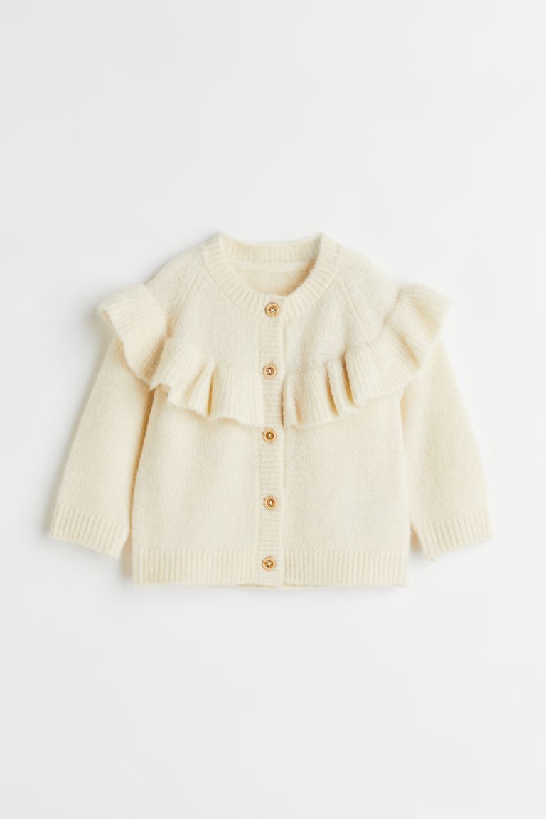 Flounce-trimmed Cardigan - Natural white - Kids | H&M US | H&M (US + CA)