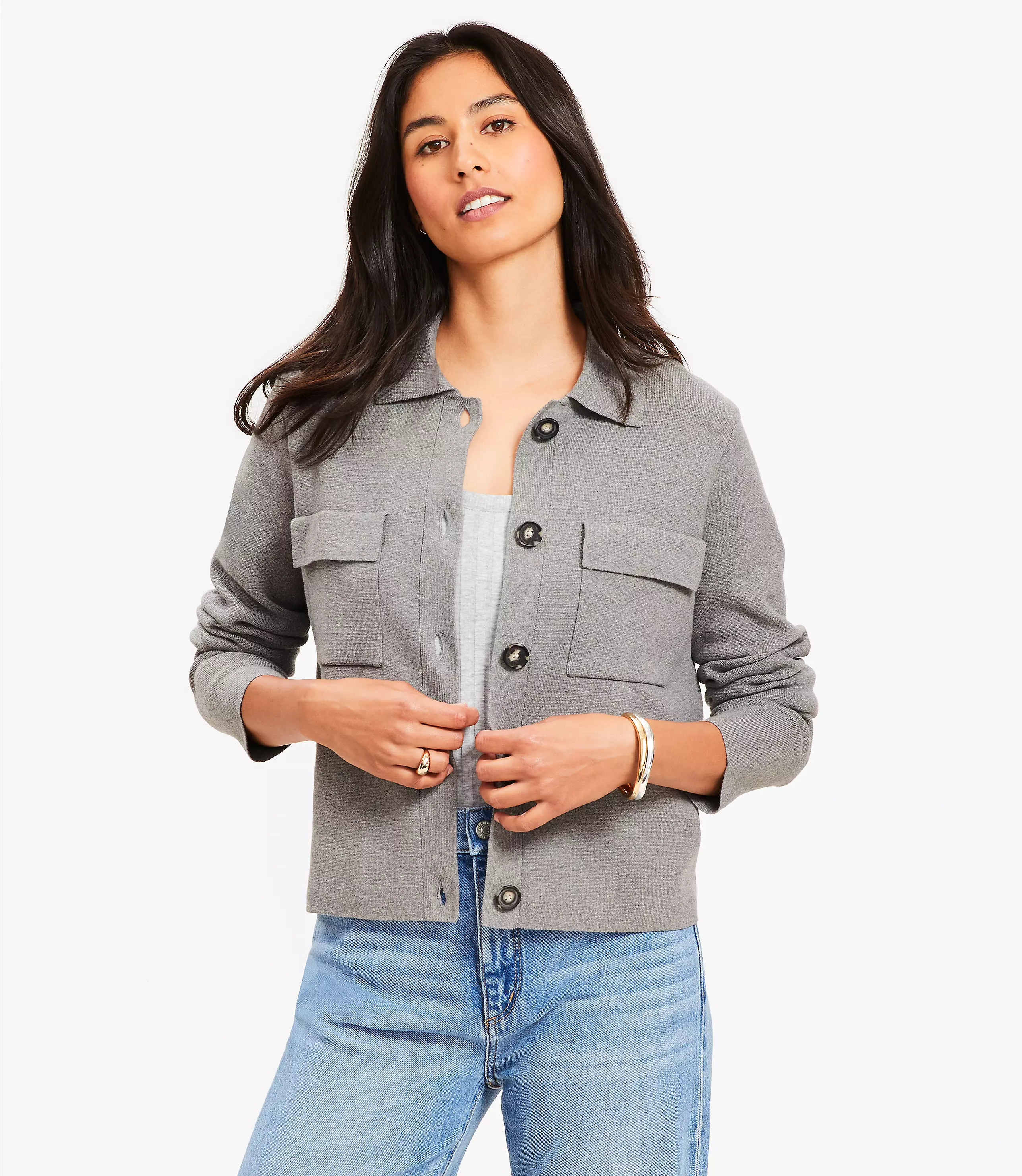Collared Sweater Jacket | LOFT