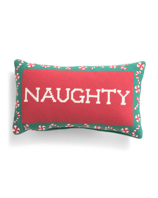 9x15 Naughty Nice Reversible Needlepoint Pillow | TJ Maxx